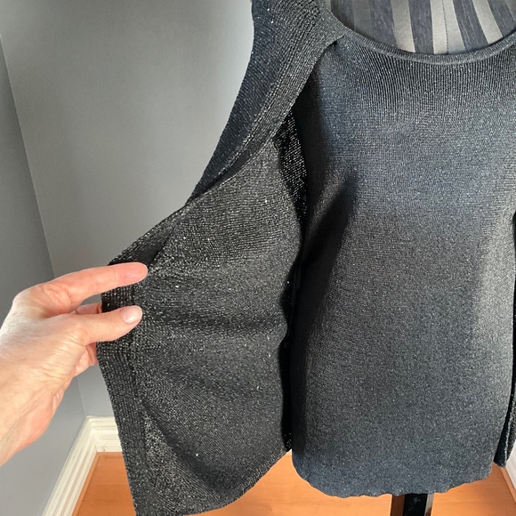 Chicos NEW Chrissy Cape Sweater Tank Duet Party Holiday Sparkle Classic Black XL - Picture 4 of 11